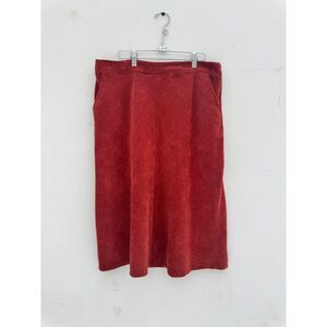 Prologue Rust Orange Ribbed A-Line Midi Skirt Women's Sz L 12-14